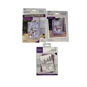 GEMINI Winter Scene Craft Bundle 3pc Dies Embossing Folder Cardmaking NEW